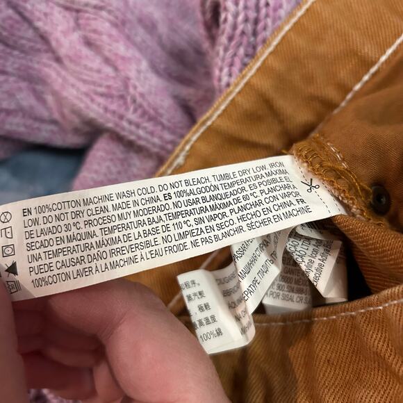 Forever 21 Denim Mini Skirt Size Small Tan Brown Raw Hem Cotton Western Boho - Picture 4 of 4